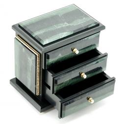 Ларец ручной работы "Комод" камень офиокальцит бронза