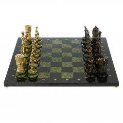 Шахматы подарочные &amp;quot;Железнодорожники&amp;quot; из бронзы и змеевика 48х48 см