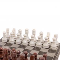 Шахматы с гравировкой &amp;quot;Греческий орнамент&amp;quot; доска 40х40 см лемезит мрамор