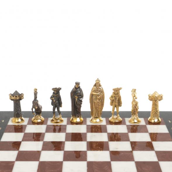 Шахматы &amp;quot;Средневековье&amp;quot; из мрамора и лемезита фигуры бронза 40х40 см 126909