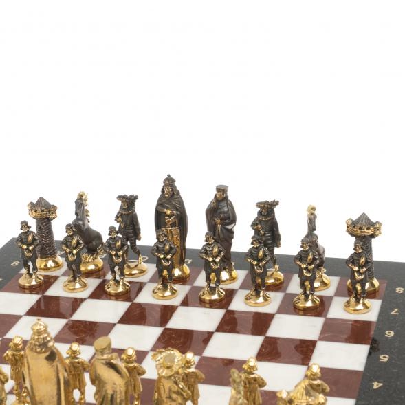 Шахматы &amp;quot;Средневековье&amp;quot; из мрамора и лемезита фигуры бронза 40х40 см 126909