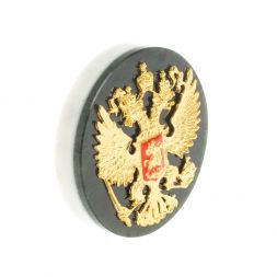 Настольная подставка из нефрита и мрамора &amp;quot;Герб РФ&amp;quot; 8,5х2,5х8,5 см