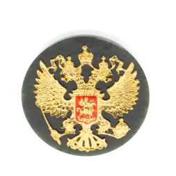 Настольная подставка из нефрита и мрамора &amp;quot;Герб РФ&amp;quot; 8,5х2,5х8,5 см