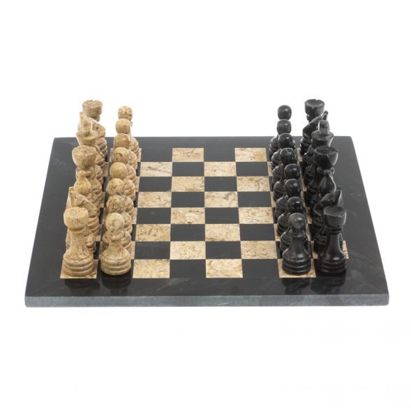 Каменные шахматы &amp;quot;Дебют&amp;quot;  доска 30х30 см мрамор ракушечник 127702