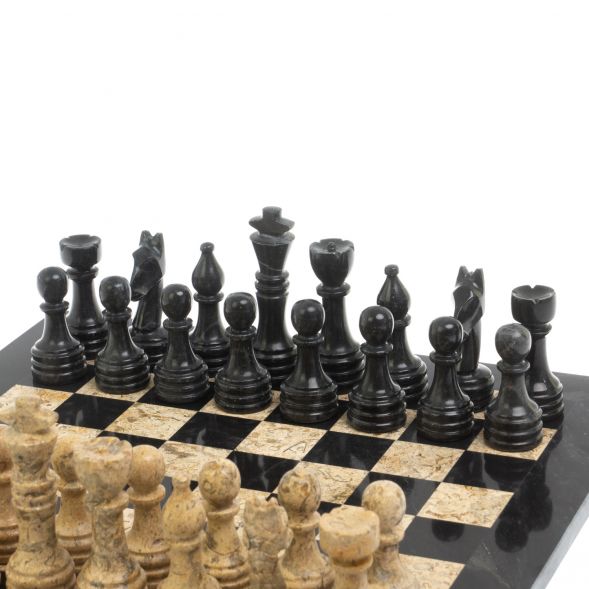 Каменные шахматы &amp;quot;Дебют&amp;quot;  доска 30х30 см мрамор ракушечник 127702