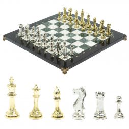Шахматы &amp;quot;Стаунтон&amp;quot; доска 40х40 см из мрамора и змеевика