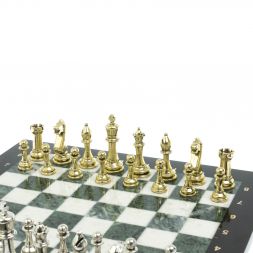 Шахматы &amp;quot;Стаунтон&amp;quot; доска 40х40 см из мрамора и змеевика