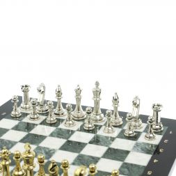 Шахматы &amp;quot;Стаунтон&amp;quot; доска 40х40 см из мрамора и змеевика