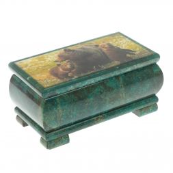 Шкатулка &amp;quot;Мишки&amp;quot;&amp;quot; из змеевика 16х8х7,5 см