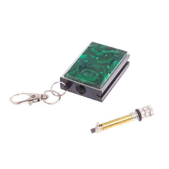 Брелок огниво &amp;quot;Вечная спичка&amp;quot; с накладкой из камня малахит 2,8х1,3х5 см 126682