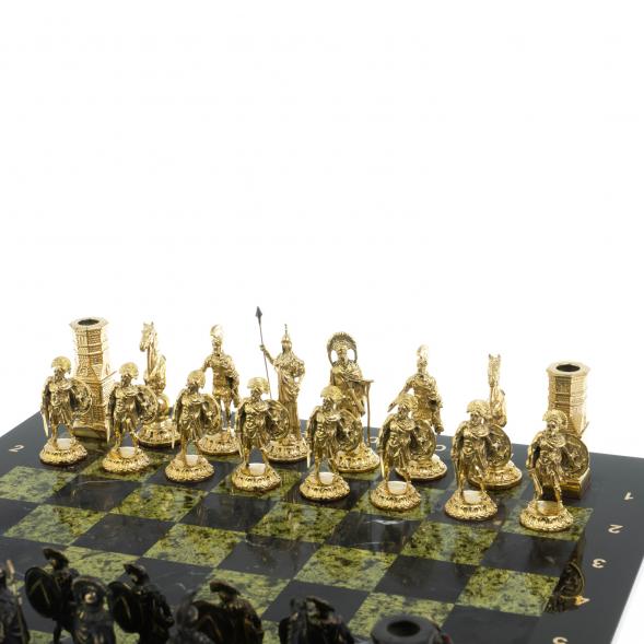 Шахматы &amp;quot;Спарта&amp;quot; из бронзы и змеевика доска 40х40 см 128481