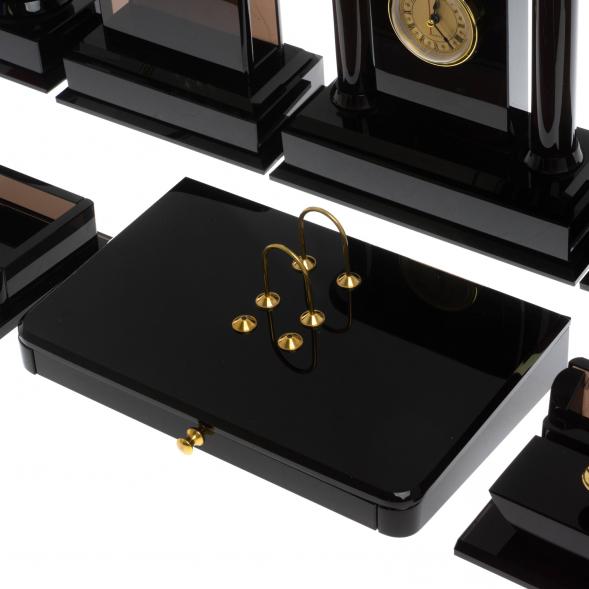 Настольный набор &amp;quot;Лев&amp;quot; из черного обсидиана 128703