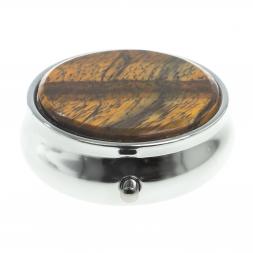 Таблетница на 3 отсека камень тигровый глаз цвет серебро