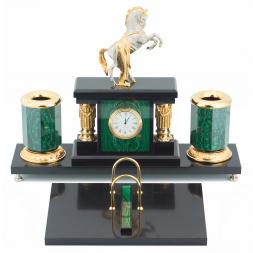 Настольный набор "Конь с попоной" малахит