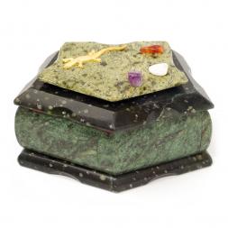 Шкатулка &amp;quot;Корона&amp;quot; малая змеевик 14,5x7x7,5 см