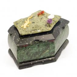 Шкатулка &amp;quot;Корона&amp;quot; малая змеевик 14,5x7x7,5 см