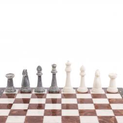 Шахматы "Стаунтон" из мрамолита 40х40 см лемезит / мрамор