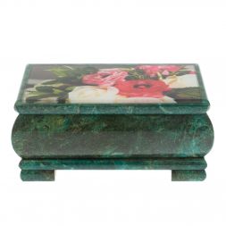 Шкатулка "Цветы" из змеевика 16х8х7,5 см