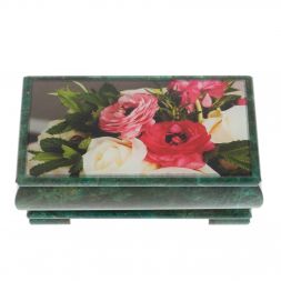 Шкатулка "Цветы" из змеевика 16х8х7,5 см