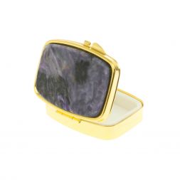 Таблетница на 2 отделения камень чароит цвет золото