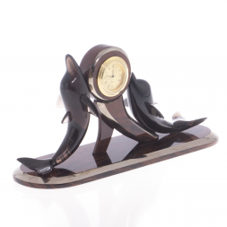 Часы &amp;quot;Пара дельфинов&amp;quot; камень обсидиан