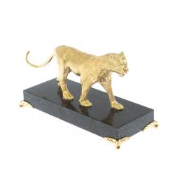 Статуэтка из бронзы &amp;quot;Пума&amp;quot; на подставке из камня долерит
