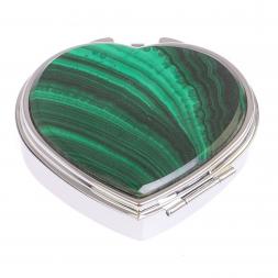 Таблетница &amp;quot;Сердце&amp;quot; на 3 отделения малахит цвет серебро