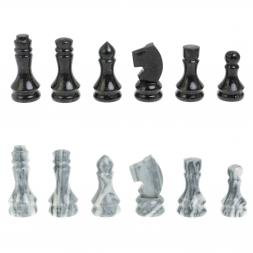 Шахматы с гравировкой &amp;quot;Греческий орнамент&amp;quot; доска 40х40 см змеевик / серый мрамор