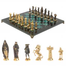 Подарочные шахматы &amp;quot;Средневековье&amp;quot; бронза змеевик 40х40 см