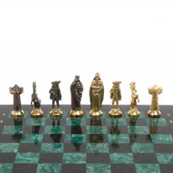 Подарочные шахматы &amp;quot;Средневековье&amp;quot; бронза змеевик 40х40 см
