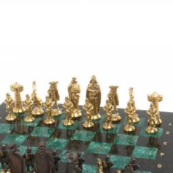 Подарочные шахматы &amp;quot;Средневековье&amp;quot; бронза змеевик 40х40 см
