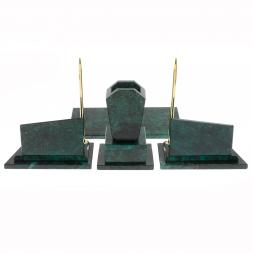 Офисный канцелярский набор "Бюрократ" из темно-зеленого змеевика