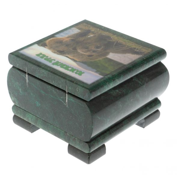 Шкатулка &amp;quot;Мишки&amp;quot; из змеевика 10х10х7 см 128856