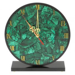 Настольные часы из малахита "Мозайка" 23,5х7х23,5 см