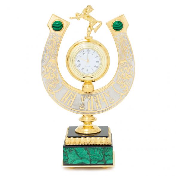 Часы &amp;quot;Подкова на удачу&amp;quot; малахит 116042