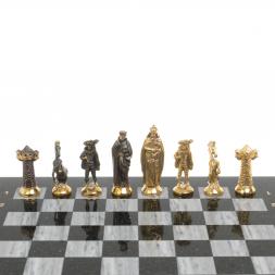 Шахматы настольные &amp;quot;Средневековье&amp;quot; 40х40 см серый мрамор бронза
