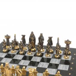 Шахматы настольные &amp;quot;Средневековье&amp;quot; 40х40 см серый мрамор бронза