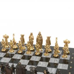 Шахматы настольные &amp;quot;Средневековье&amp;quot; 40х40 см серый мрамор бронза
