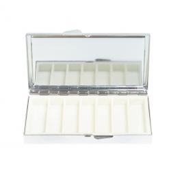 Таблетница на 7 отделений камень соколиный глаз цвет серебро