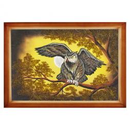 Картина "Филин" багет дерево 46х66 см, каменная крошка