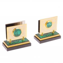 Настольный набор из малахита &amp;quot;Конь на дыбах&amp;quot; Златоуст