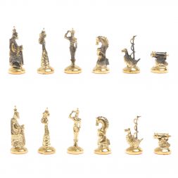 Шахматы "Итальянская война" фигуры бронза доска 28х28 см из мрамора