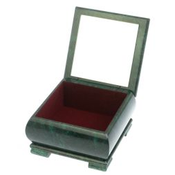 Шкатулка "Роза" камень змеевик 13х13х8 см