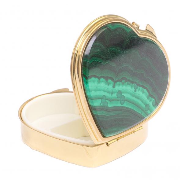 Таблетница &amp;quot;Сердце&amp;quot; на 3 отделения малахит цвет золото 125085