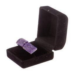 Запонки камень чароит прямоугольные