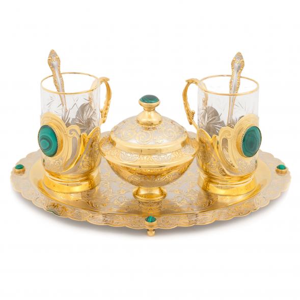 Чайный набор &amp;quot;Малахитовый&amp;quot; в подарочной упаковке Златоуст 116875