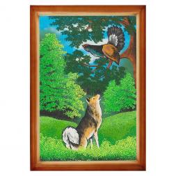Картина "Охота на глухаря" багет дерево 46х66 см, каменная крошка