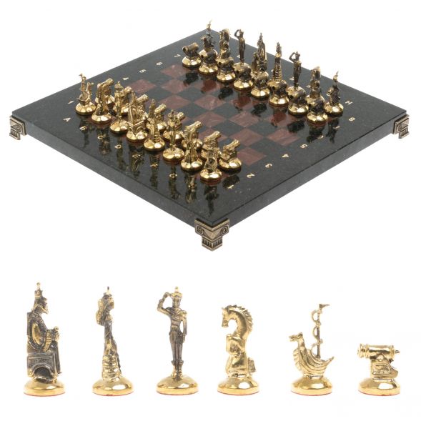 Шахматы &amp;quot;Итальянская война&amp;quot; фигуры бронза доска 28х28 см из лемезита 128250