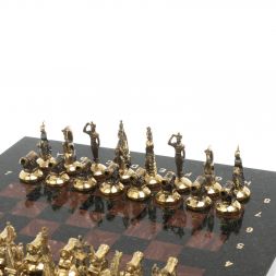 Шахматы "Итальянская война" фигуры бронза доска 28х28 см из лемезита