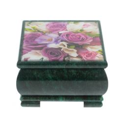 Шкатулка &amp;quot;Букет Роз&amp;quot; камень змеевик 13х13х8 см